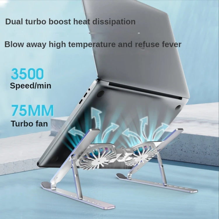 C9 Pro RGB Ambient Light Foldable Fan Cooling Laptop Aluminum Alloy Heightening Stand, Color: Pink - HoMEdemic™ 
