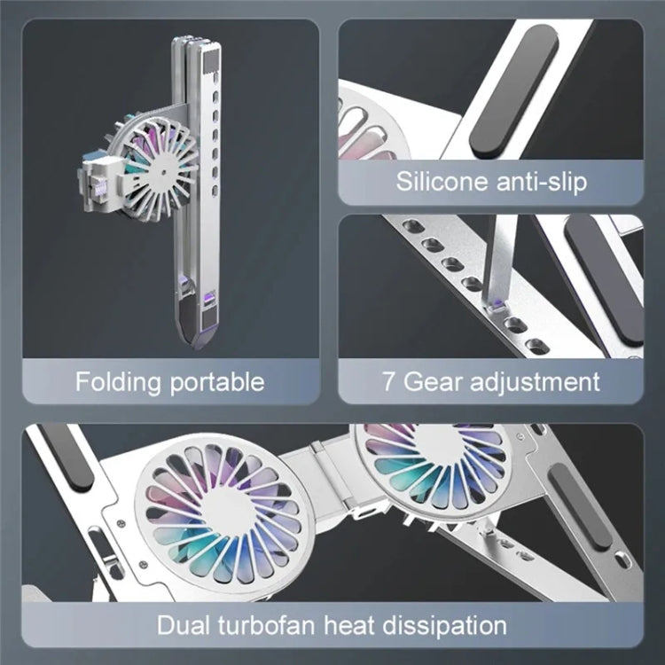 C9 Pro RGB Ambient Light Foldable Fan Cooling Laptop Aluminum Alloy Heightening Stand, Color: Pink - HoMEdemic™ 