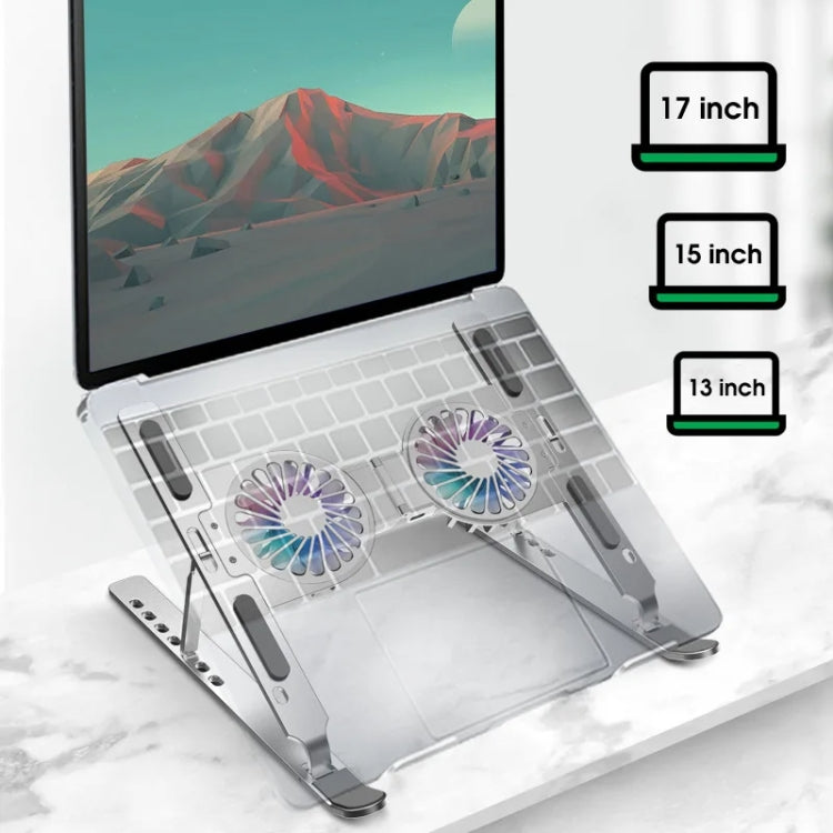 C9 Pro RGB Ambient Light Foldable Fan Cooling Laptop Aluminum Alloy Heightening Stand, Color: Pink - HoMEdemic™ 