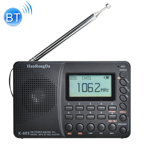 K-603 Portable FM / AM / SW Full Band Stereo Radio, Support BT & TF Card - HoMEdemic™ 