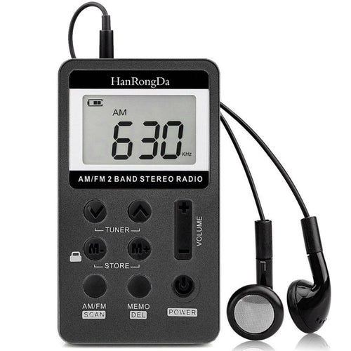 HRD-103 FM + AM Two Band Portable Radio with Lanyard & Headset - HoMEdemic™ 