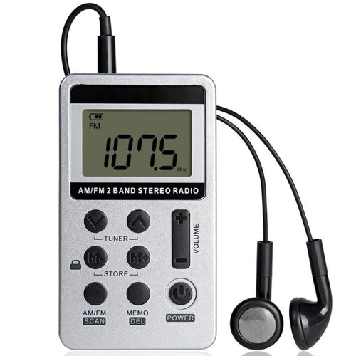 HRD-103 FM + AM Two Band Portable Radio with Lanyard & Headset - HoMEdemic™ 