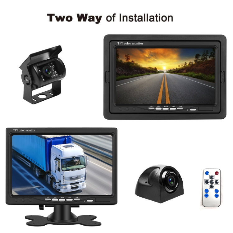 K0164 7 inch HD Car 18 IR Night Vision Rear View Backup Four Cameras Rearview Monitor, K0164 - HoMEdemic™ 