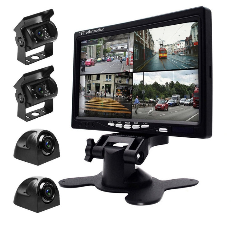 K0164 7 inch HD Car 18 IR Night Vision Rear View Backup Four Cameras Rearview Monitor, K0164 - HoMEdemic™ 