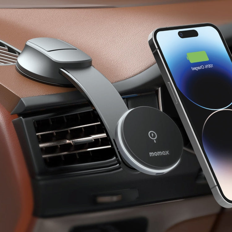 MOMAX CM25B Magnetic Wireless Charger Car Suction Cup Phone Holder - HoMEdemic™ 
