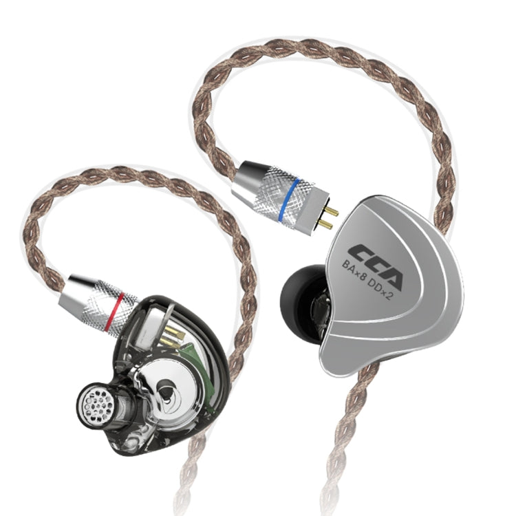 CCA CCA-C10 3.5mm Gold Plated Plug Ten Unit Hybrid Wire-controlled In-ear Earphone, Type:without Mic(Charm Black) - HoMEdemic™ 