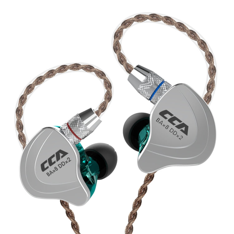 CCA CCA-C10 3.5mm Gold Plated Plug Ten Unit Hybrid Wire-controlled In-ear Earphone, Type:without Mic(Sapphire Cyan) - HoMEdemic™ 
