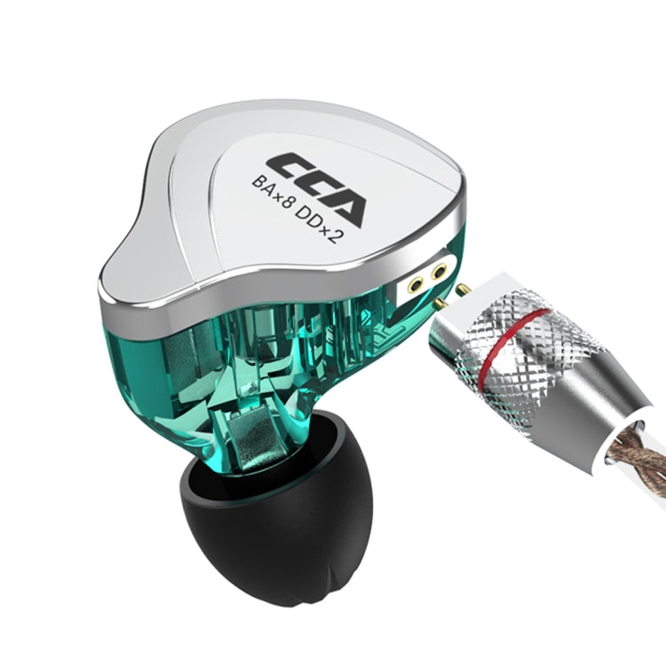 CCA CCA-C10 3.5mm Gold Plated Plug Ten Unit Hybrid Wire-controlled In-ear Earphone, Type:without Mic(Sapphire Cyan) - HoMEdemic™ 