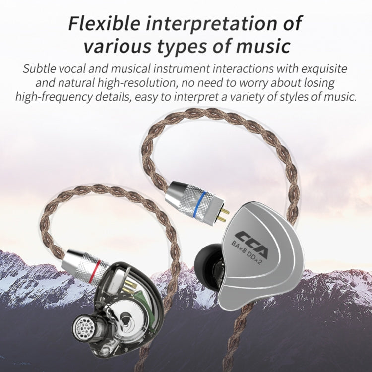 CCA CCA-C10 3.5mm Gold Plated Plug Ten Unit Hybrid Wire-controlled In-ear Earphone, Type:without Mic(Sapphire Cyan) - HoMEdemic™ 