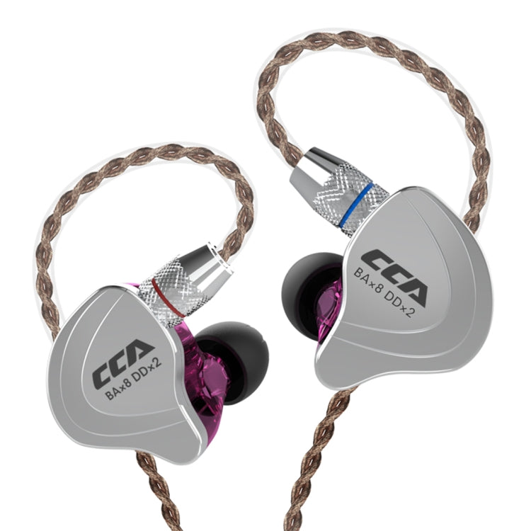 CCA CCA-C10 3.5mm Gold Plated Plug Ten Unit Hybrid Wire-controlled In-ear Earphone, Type:without Mic(Streamer Purple) - HoMEdemic™ 