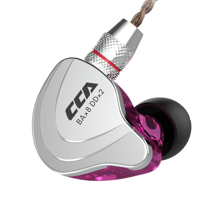 CCA CCA-C10 3.5mm Gold Plated Plug Ten Unit Hybrid Wire-controlled In-ear Earphone, Type:without Mic(Streamer Purple) - HoMEdemic™ 