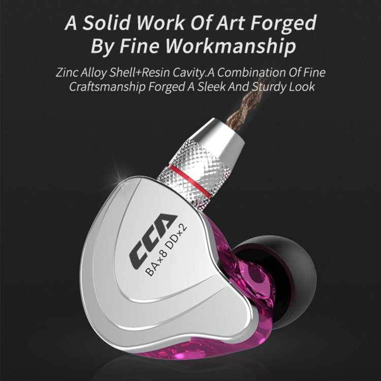 CCA CCA-C10 3.5mm Gold Plated Plug Ten Unit Hybrid Wire-controlled In-ear Earphone, Type:without Mic(Streamer Purple) - HoMEdemic™ 
