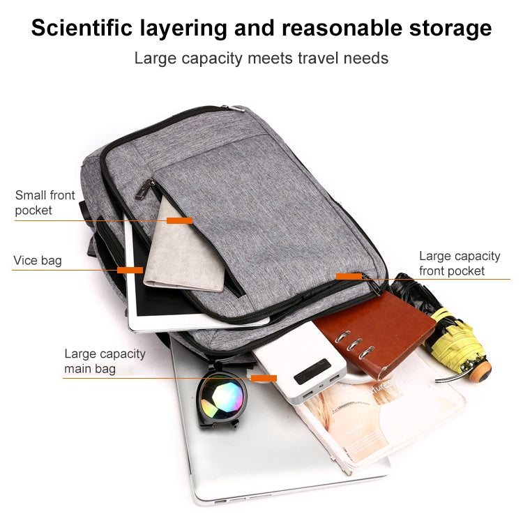 cxs-620 Multifunctional Oxford Laptop Bag Backpack (Light Grey) - HoMEdemic™ 