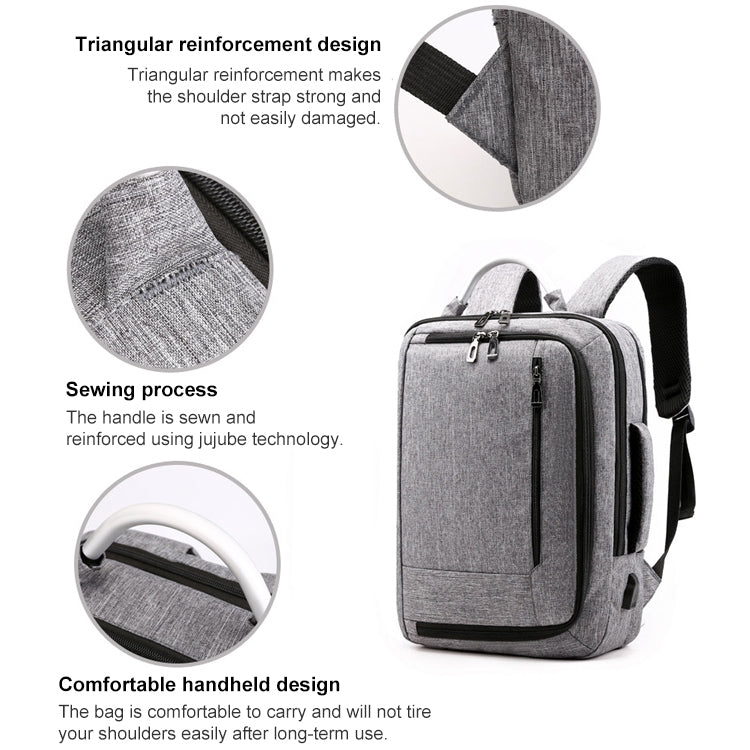 cxs-620 Multifunctional Oxford Laptop Bag Backpack (Light Grey) - HoMEdemic™ 