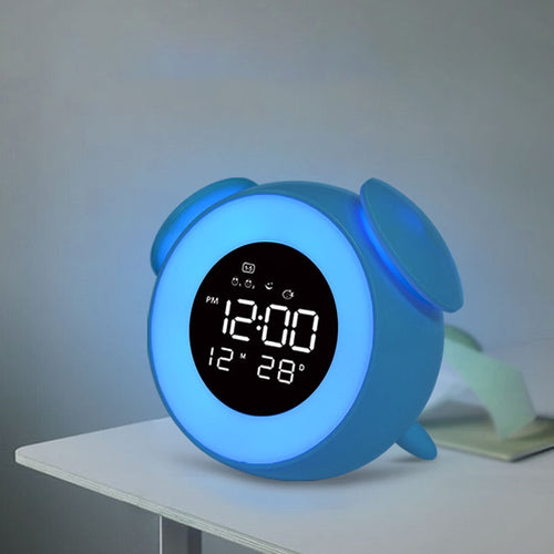 Cartoon Animal Shape Bedside Lamp Music LED Alarm Clock(Blue) - HoMEdemic™ 