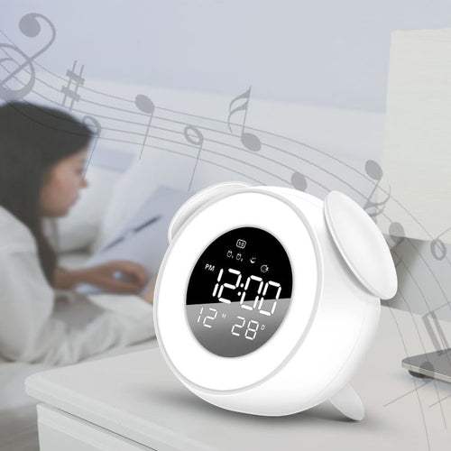 Cartoon Animal Shape Bedside Lamp Music LED Alarm Clock(White) - HoMEdemic™ 