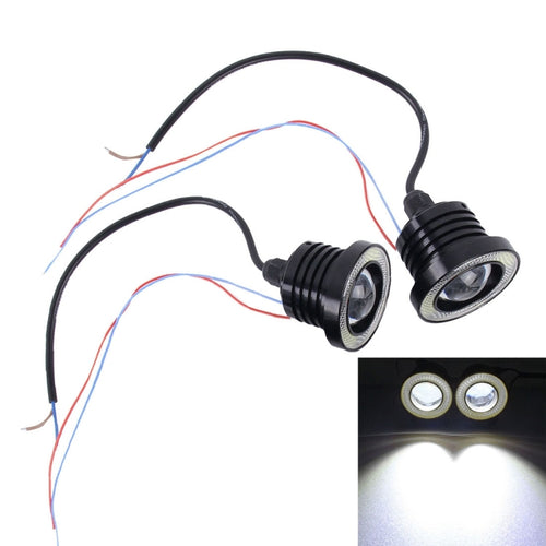 2 PCS 2.5 inch DC12-24V 10W 900LM 6500K Car Angel Eyes Fog Lamp Foglight, Cable Length: 20cm(White Light + White Light) - HoMEdemic™ 