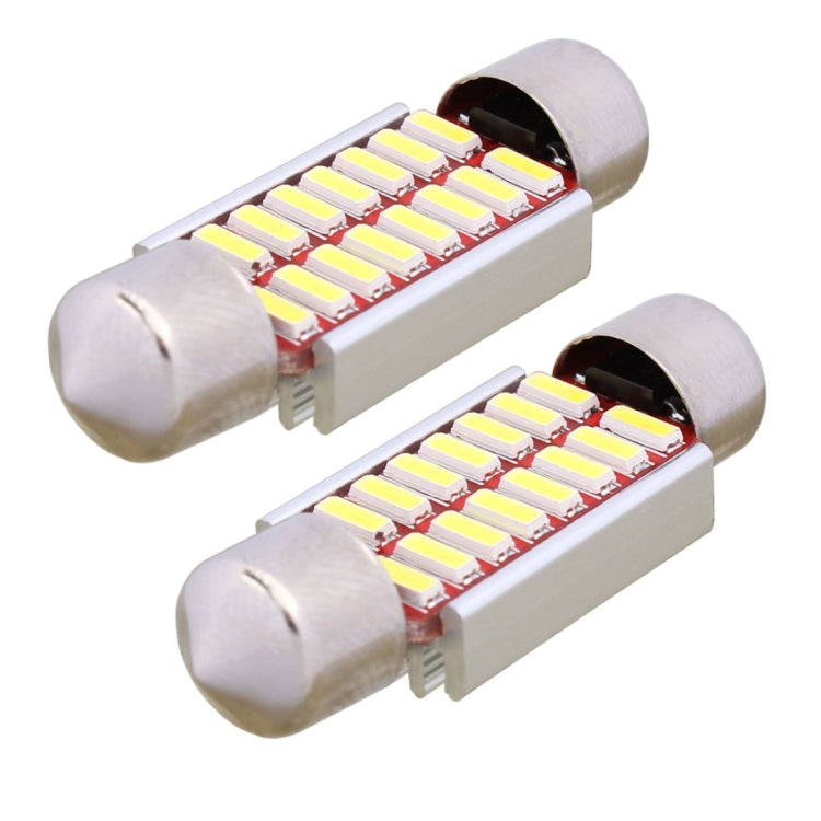 2 PCS Festoon 36mm 2W 160LM White Light 16 LED SMD 4014 Error Free License Plate Lights Car Light Bulb, 36mm - HoMEdemic™ 