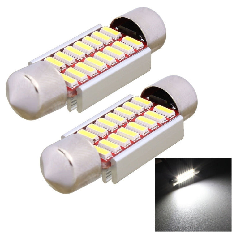 2 PCS Festoon 36mm 2W 160LM White Light 16 LED SMD 4014 Error Free License Plate Lights Car Light Bulb, 36mm - HoMEdemic™ 