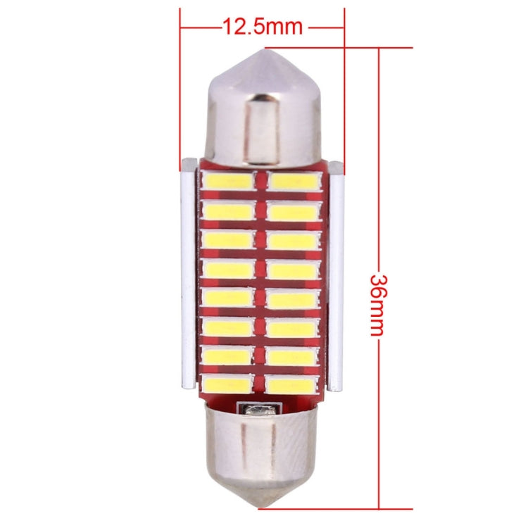 2 PCS Festoon 36mm 2W 160LM White Light 16 LED SMD 4014 Error Free License Plate Lights Car Light Bulb, 36mm - HoMEdemic™ 