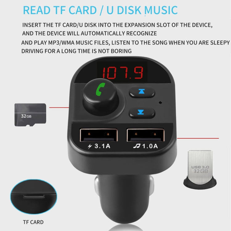 805E Dual USB Charging Bluetooth FM Transmitter MP3 Music Player Car Kit, Support Hands-Free Call  & Read TF Card / U Disk Music, 805E - HoMEdemic™ 