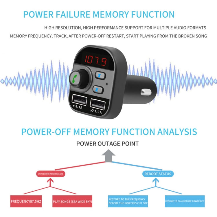 805E Dual USB Charging Bluetooth FM Transmitter MP3 Music Player Car Kit, Support Hands-Free Call  & Read TF Card / U Disk Music, 805E - HoMEdemic™ 
