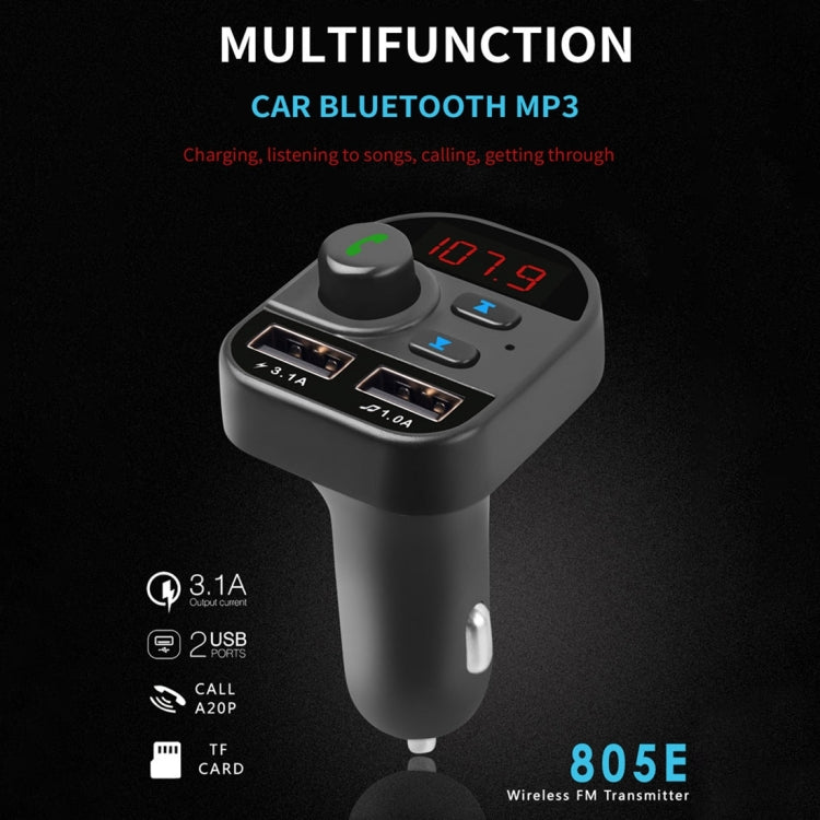 805E Dual USB Charging Bluetooth FM Transmitter MP3 Music Player Car Kit, Support Hands-Free Call  & Read TF Card / U Disk Music, 805E - HoMEdemic™ 