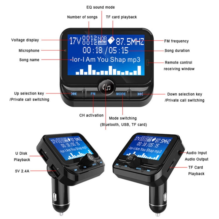 BC32 Dual USB Charging Bluetooth Hand-free Car Charger FM Transmitter MP3 Music Player Car Kit, Support Hands-Free Call & Micro SD Recording & Voltage Detection, BC32 - HoMEdemic™ 