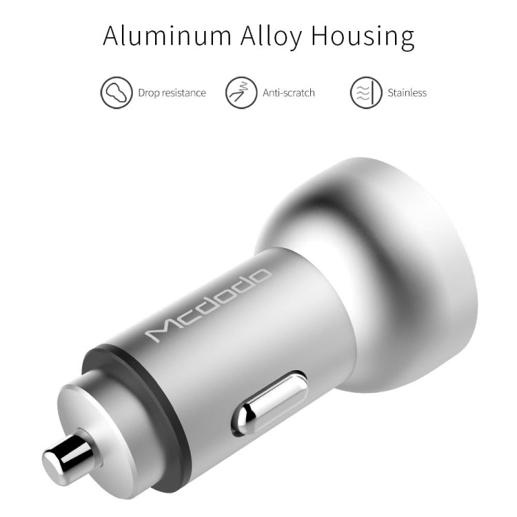 Mcdodo CC-3871 2-Ports USB LED Smart Digital Display Car Charger, For iPhone, iPad, Samsung, HTC, Sony, LG, Huawei, Lenovo, and other Smartphones or Tablet(Silver) - HoMEdemic™ 