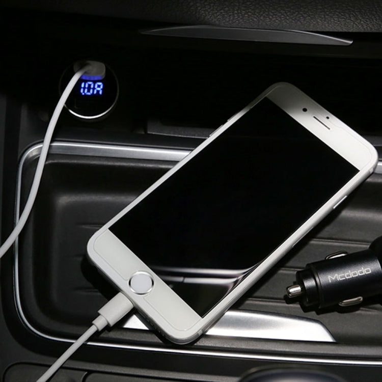 Mcdodo CC-3871 2-Ports USB LED Smart Digital Display Car Charger, For iPhone, iPad, Samsung, HTC, Sony, LG, Huawei, Lenovo, and other Smartphones or Tablet(Silver) - HoMEdemic™ 