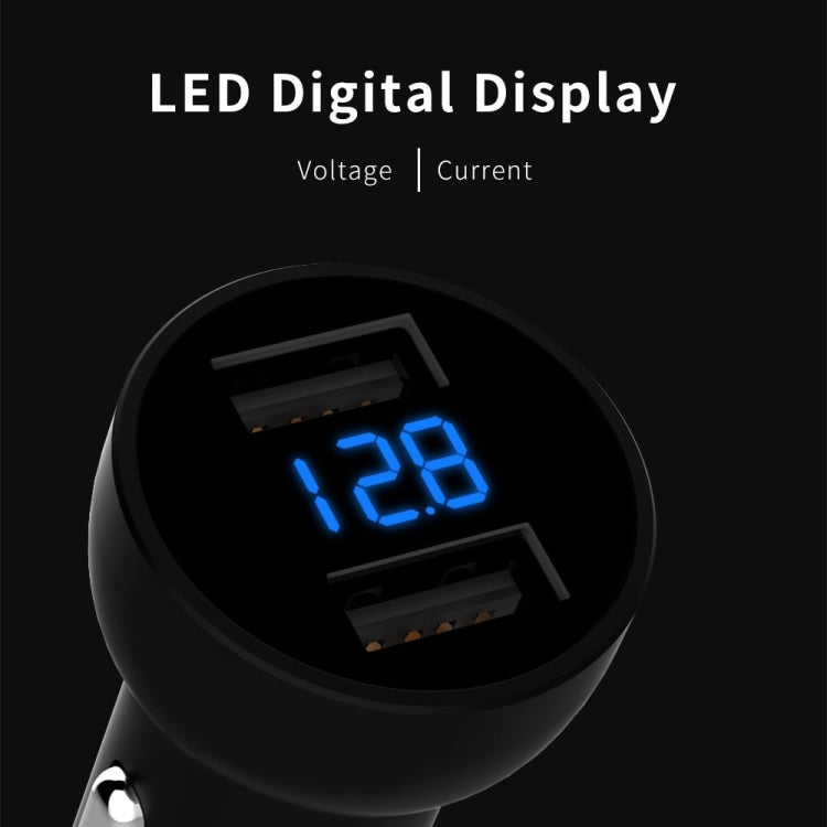 Mcdodo CC-3871 2-Ports USB LED Smart Digital Display Car Charger, For iPhone, iPad, Samsung, HTC, Sony, LG, Huawei, Lenovo, and other Smartphones or Tablet(Silver) - HoMEdemic™ 