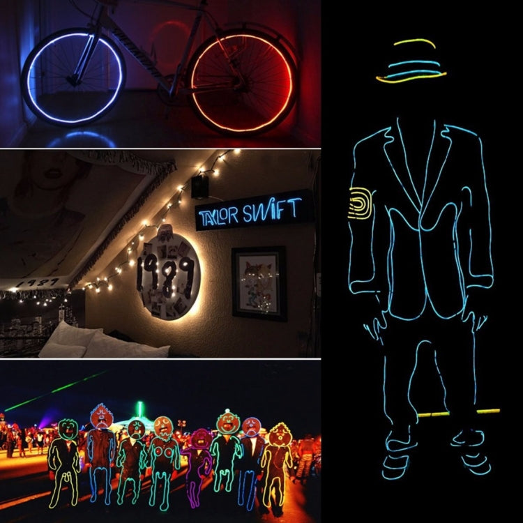 YouOKLight Neon EL Cold Round Flexible Strip Light with 3V Battery Box for Dance Party Car Decoration, Length: 3m, 3M Red Light
