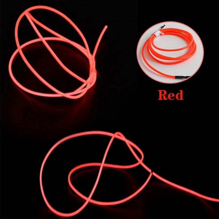 YouOKLight Neon EL Cold Round Flexible Strip Light with 3V Battery Box for Dance Party Car Decoration, Length: 3m, 3M Red Light