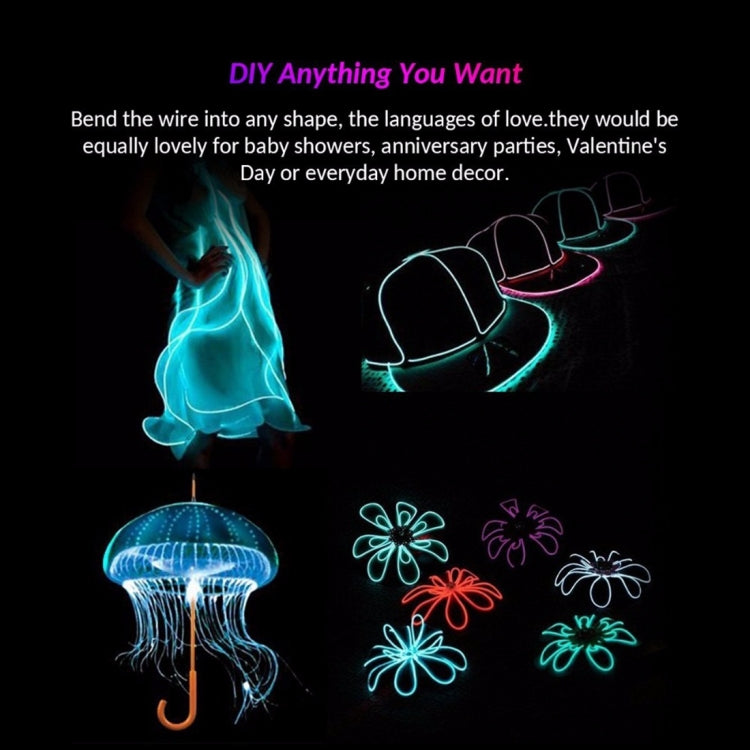 YouOKLight Neon EL Cold Round Flexible Strip Light with 3V Battery Box for Dance Party Car Decoration, Length: 3m, 3M Red Light