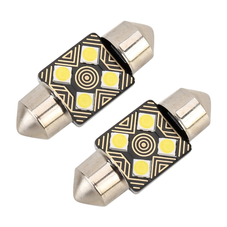 2 PCS 31mm DC12V / 1.5W / 6000K / 110LM 4LEDs SMD-3030 Car Reading Lamp Dome Light, with Decoder, 31mm - HoMEdemic™ 