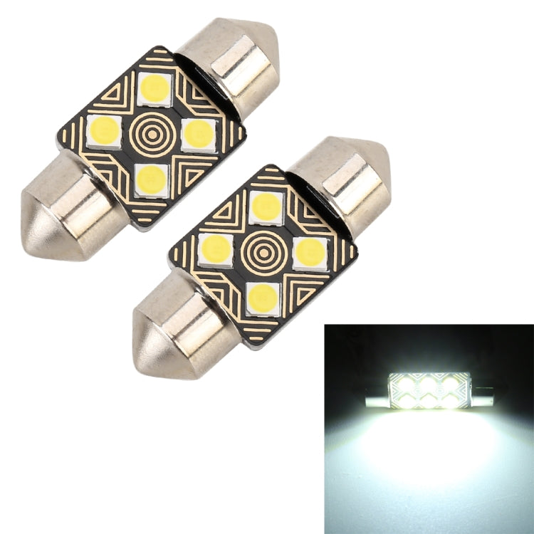 2 PCS 31mm DC12V / 1.5W / 6000K / 110LM 4LEDs SMD-3030 Car Reading Lamp Dome Light, with Decoder, 31mm - HoMEdemic™ 