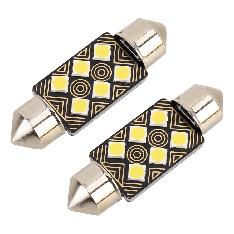2 PCS 36mm DC12V / 1.5W / 6000K / 110LM 6LEDs SMD-3030 Car Reading Lamp Dome Light, with Decoder, 36mm - HoMEdemic™ 