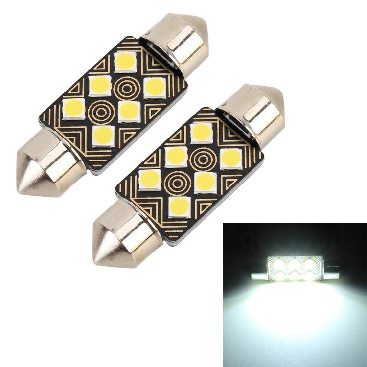2 PCS 36mm DC12V / 1.5W / 6000K / 110LM 6LEDs SMD-3030 Car Reading Lamp Dome Light, with Decoder, 36mm - HoMEdemic™ 