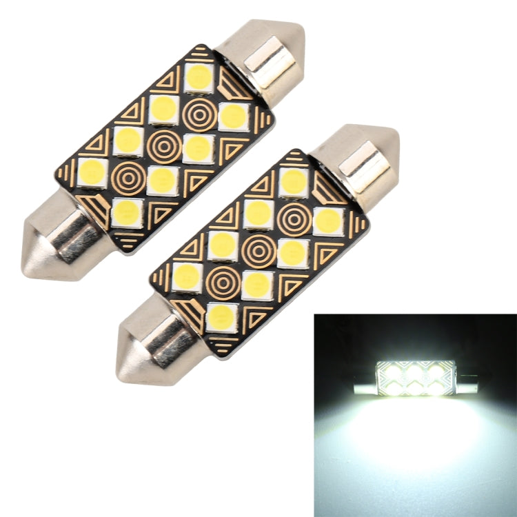 2 PCS 39mm DC12V / 1.5W / 6000K / 110LM 8LEDs SMD-3030 Car Reading Lamp Dome Light, with Decoder, 39mm - HoMEdemic™ 