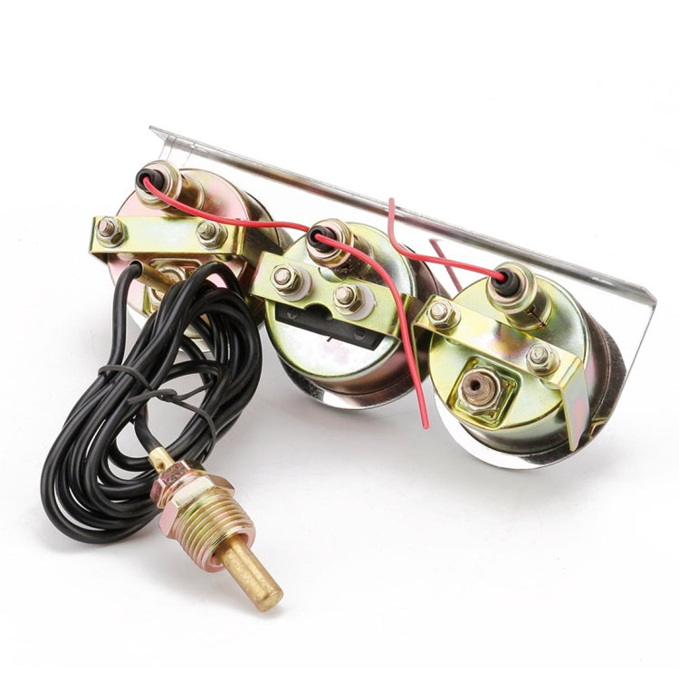 52mm 12V Universal Car Modified Triple Meter 3 in 1 Gauge Oil Press Gauge + Water Temperature Gauge + Ammeter, with Sensor, Car Modified Triple Meter 01 - HoMEdemic™ 