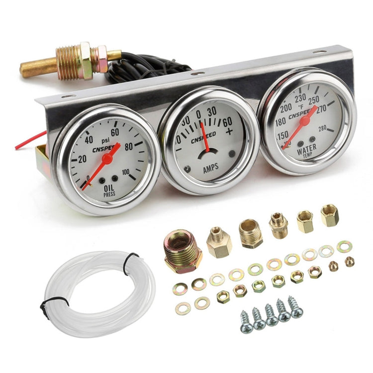 52mm 12V Universal Car Modified Triple Meter 3 in 1 Gauge Oil Press Gauge + Water Temperature Gauge + Ammeter, with Sensor, Car Modified Triple Meter 01 - HoMEdemic™ 