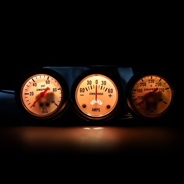 52mm 12V Universal Car Modified Triple Meter 3 in 1 Gauge Oil Press Gauge + Water Temperature Gauge + Ammeter, with Sensor, Car Modified Triple Meter 01 - HoMEdemic™ 
