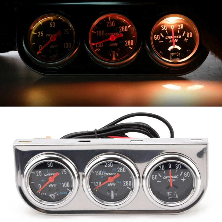 52mm 12V Universal Car Modified Triple Meter 3 in 1 Gauge Oil Press Gauge + Water Temperature Gauge + Ammeter, with Sensor, Car Modified Triple Meter 02 - HoMEdemic™ 