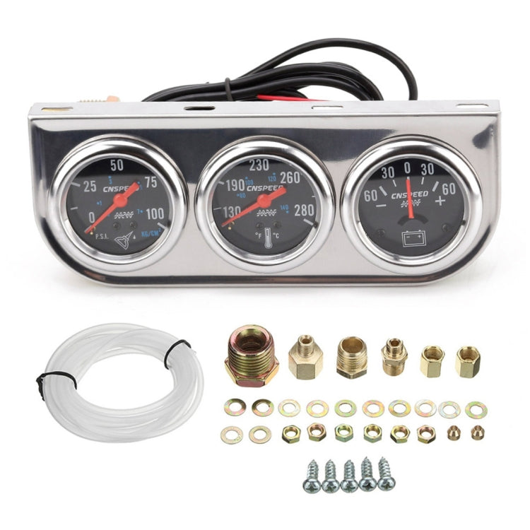 52mm 12V Universal Car Modified Triple Meter 3 in 1 Gauge Oil Press Gauge + Water Temperature Gauge + Ammeter, with Sensor, Car Modified Triple Meter 02 - HoMEdemic™ 