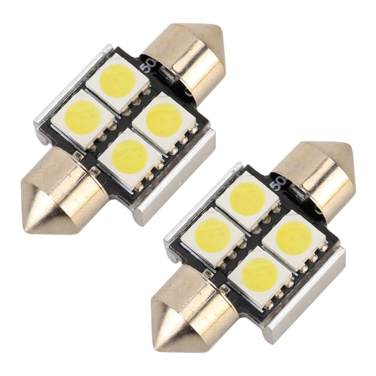 10 PCS 31mm DC12V / 2W / 7000K / 80LM 4LEDs SMD-5050 Car Reading Lamp, 31mm, 4LEDs SMD-5050 - HoMEdemic™ 
