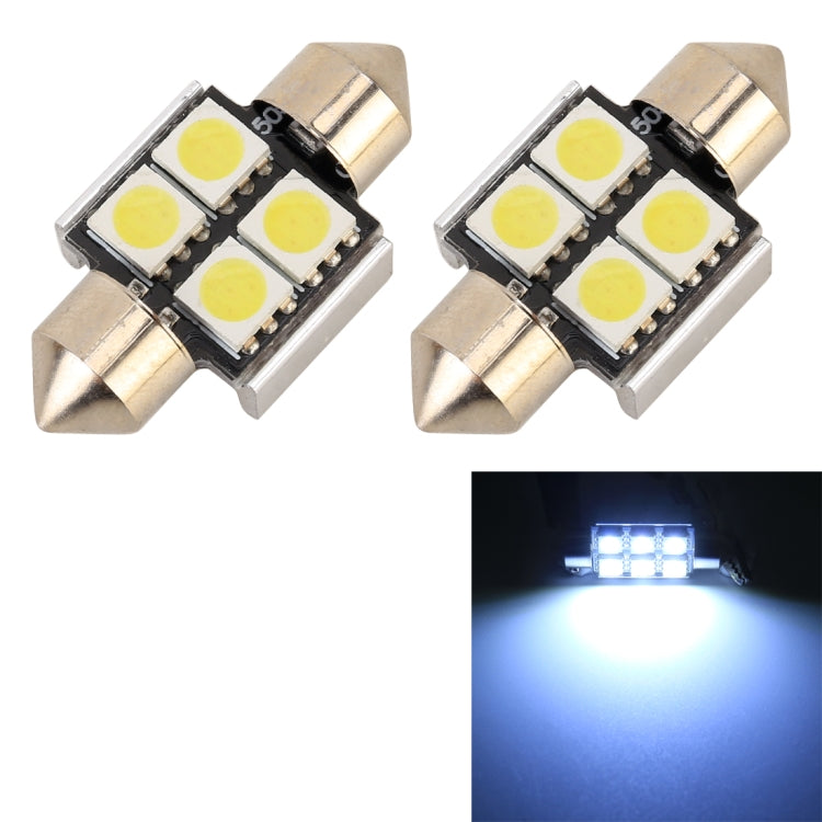 10 PCS 31mm DC12V / 2W / 7000K / 80LM 4LEDs SMD-5050 Car Reading Lamp, 31mm, 4LEDs SMD-5050 - HoMEdemic™ 