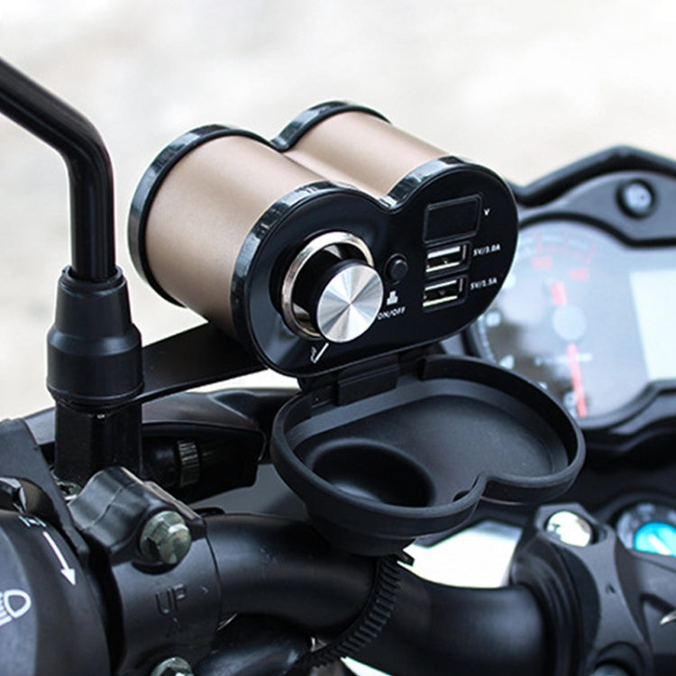 Portable Motorcycle Aluminum Alloy Dual USB Charger Cigarette Lighter