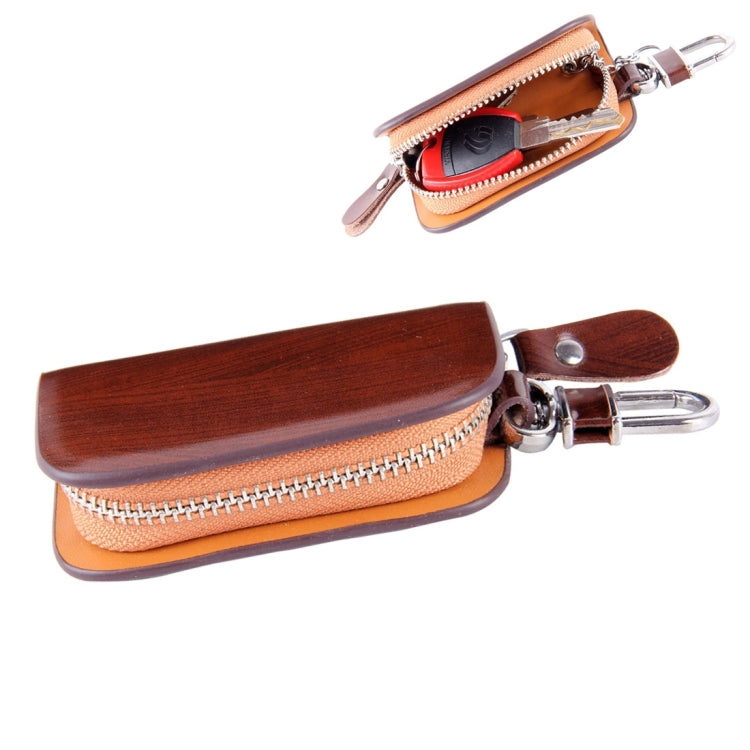 Universal Leather Wood Grain Texture Waist Hanging Zipper Wallets Key Holder Bag (No Include Key) - HoMEdemic™ 