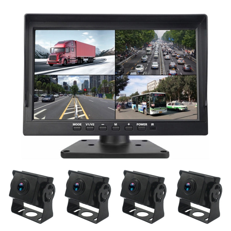 PZ612-4AHD IP67 120 Degree Car AHD 1080P 2 Megapixels 10 inch 4-Way Rearview Mirror Monitor, Night Vision Full Color, with Video Function, PZ612-4AHD - HoMEdemic™ 