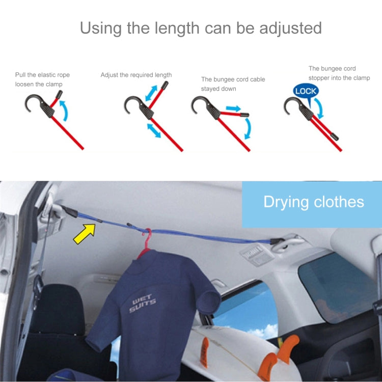 Reusable Car Fastening Rope Car Adjustable Elastic Rope Trunk Storage Hooks Strap Fastening Vehicle Fastening Rope, Length: 1.5m - HoMEdemic™ 